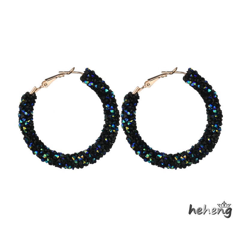 1 Đôi Bông Tai Hình Tròn Pha Lê Phong Cách Punk Dành Cho Nữ