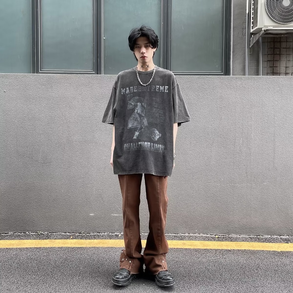 Áo Thun Tay Ngắn Dáng Rộng Phong Cách Hip Hop Đường Phố Thời Trang Mùa Hè Cho Nam