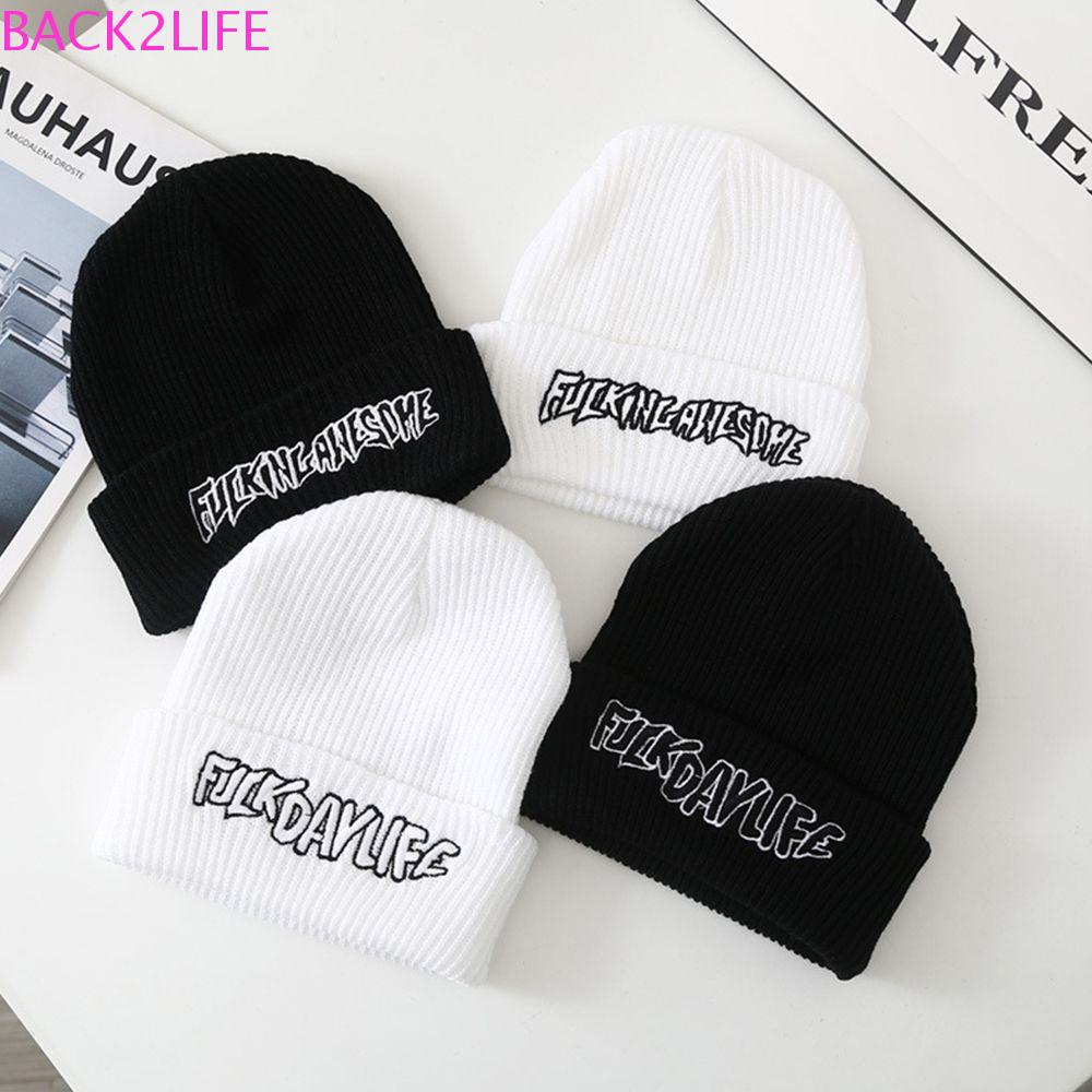 Mũ Beanie Dệt Kim Thêu Chữ BACK2LIFE Phong Cách Hip Hop Đường Phố Hàn Quốc Cá Tính Cho Nam