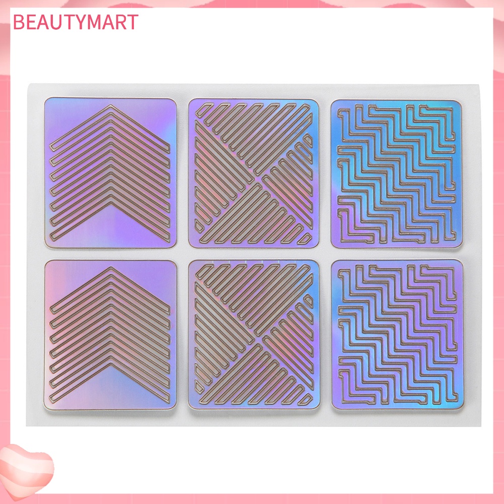 Set 12 Tấm Khuôn Trang Trí Móng Tay Nghệ Thuật Họa Tiết Kẻ Sọc Lượn Sóng