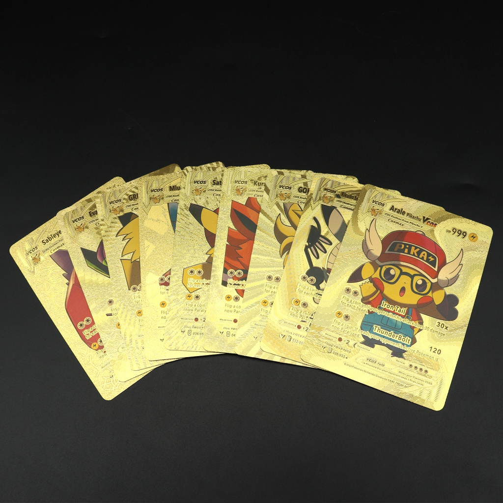 Bộ 55 Thẻ Bài Pokemon, Kim Mạ Vàng Cầu Vồng, Pikachu Người Nhện Luffy Thẻ cao cấp Trò Chơi, món quà sinh nhật của trẻ em