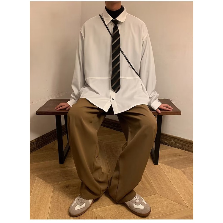 Áo Sơ Mi Dài Tay Dáng Rộng Thiết Kế Mới Cao Cấp Thời Trang Mùa Xuân Theo Phong Cách Nhật Bản Cho Nam