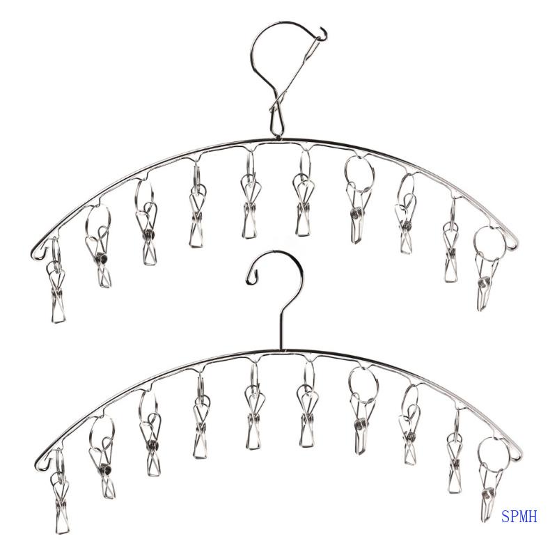 Móc Treo Phơi Quần Áo Hình Dạng Cong Kèm Kẹp Chống Gió Nhỏ Giọt G