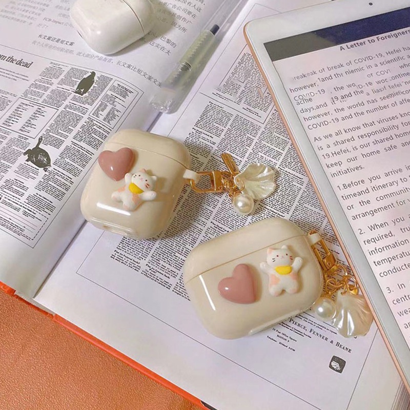 Vỏ Bảo Vệ Hộp Sạc Tai Nghe Airpod 1 / 2 / 3 1 / 2 / 3 3 Bằng Silicon Cứng Hình Chú Mèo Dễ Thương