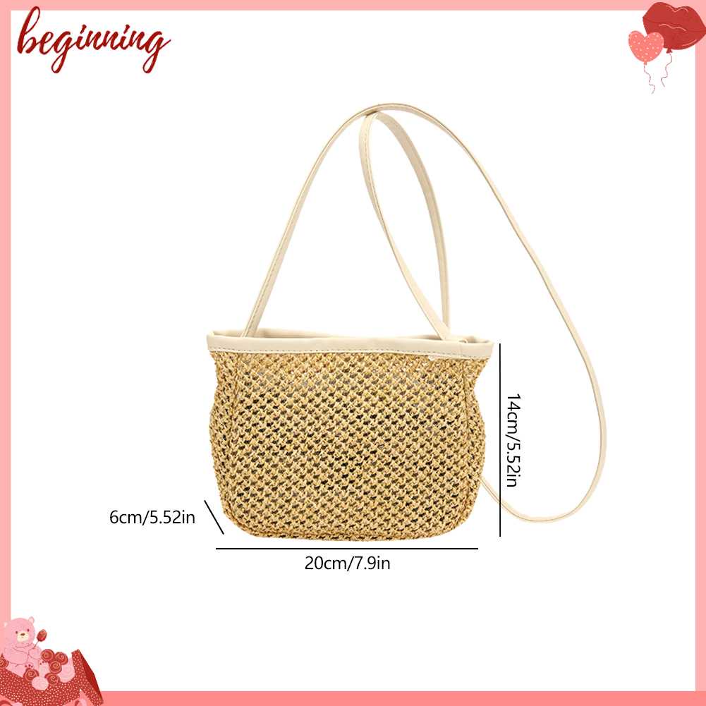 ✿ Bắt Đầu ✿ Túi Đeo Chéo Đan Cói Cỡ Lớn Thời Trang Mùa Hè 2023 Cho Nữ