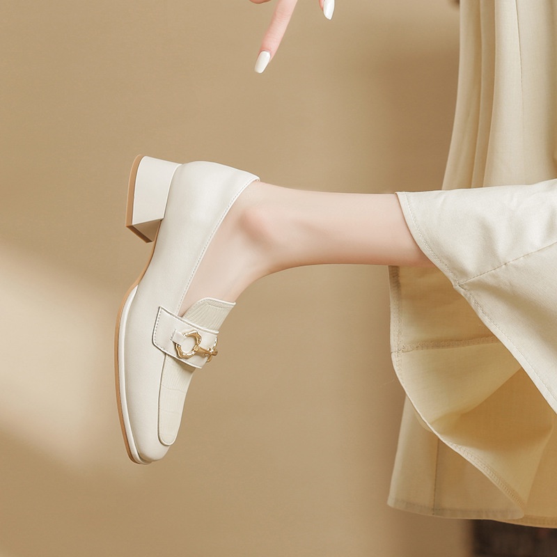 Giày Cao Gót Da Đế Dày Phong Cách Hàn Quốc Cho Nữ