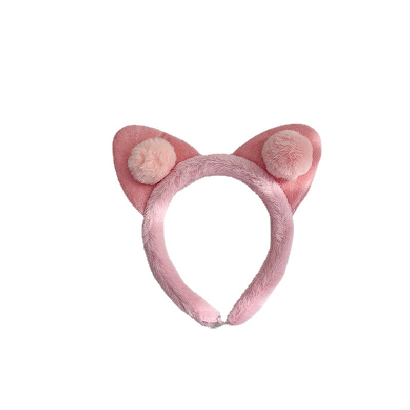 Băng Đô Rửa Mặt Hình Tai Mèo Phối Lông Dễ Thương Phong Cách Hàn Quốc Cho Nữ