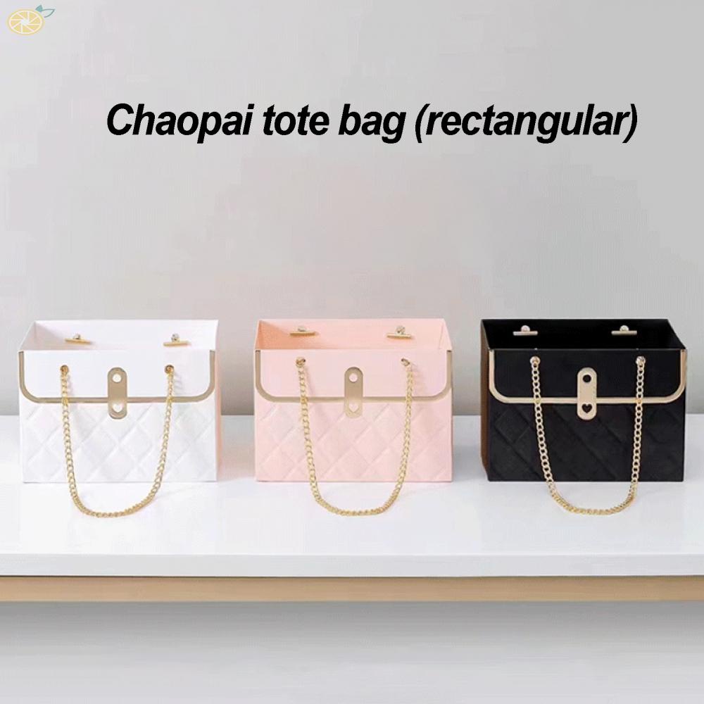 【VARSTR】Rectangular Flower Bouquet Wrapping Bags Metal Chain Design for Easy Carrying and Storage