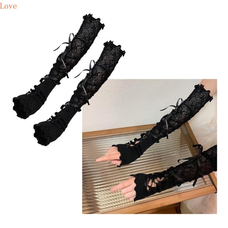 Găng Tay Hở Ngón Phối Ren Hoa Phong Cách Lolita Cho Cô Dâu