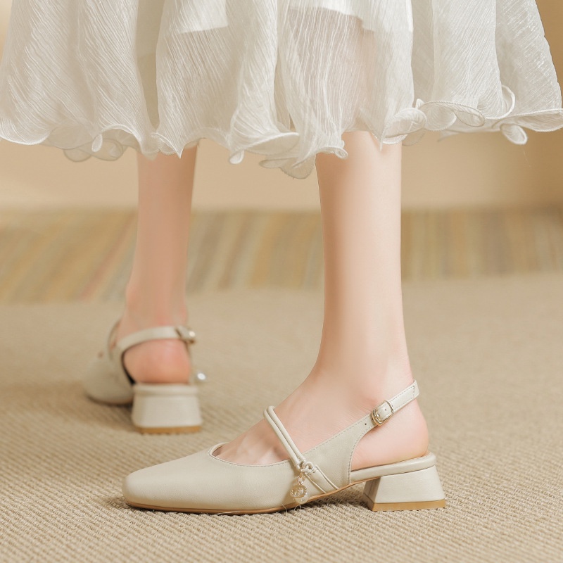 Giày Sandal Cao Gót Đế Dày Phong Cách Retro Anh Quốc