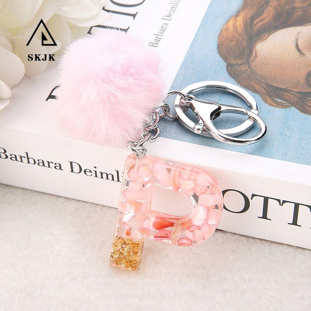 Móc Khóa Hình 26 Chữ Cái Đính Banh Lông Thời Trang