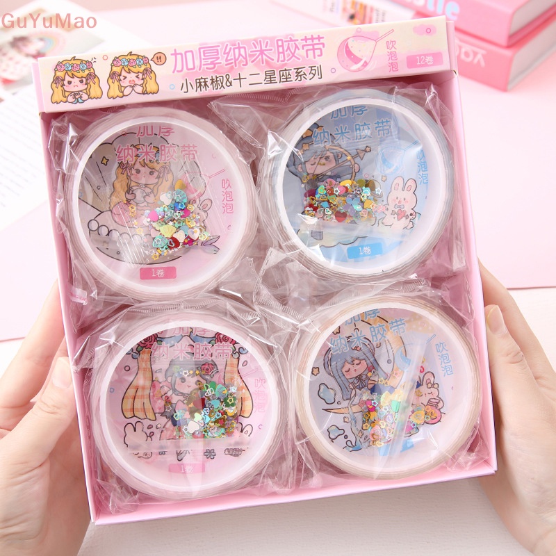 [cxGUYU] Cuộn Băng Dính Nano Kèm Ống Hút Làm Đồ Chơi Thủ Công DIY Không Để Lại Dấu Vết Đa Năng PRTA