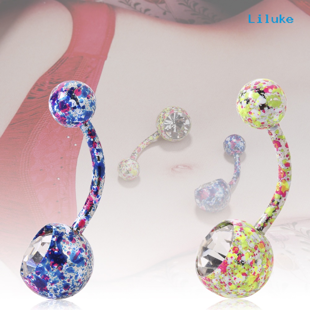 Khuyên Rốn Dáng Dài Trang Trí Hoa Đính Đá Xinh Xắn Cho Nữ