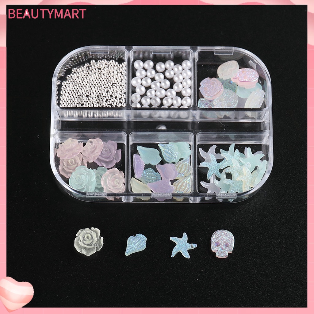 1 Hộp Phụ Kiện Trang Trí Móng Nghệ Thuật Tạo Hiệu Ứng 3D Phát Sáng Trong Bóng Tối DIY