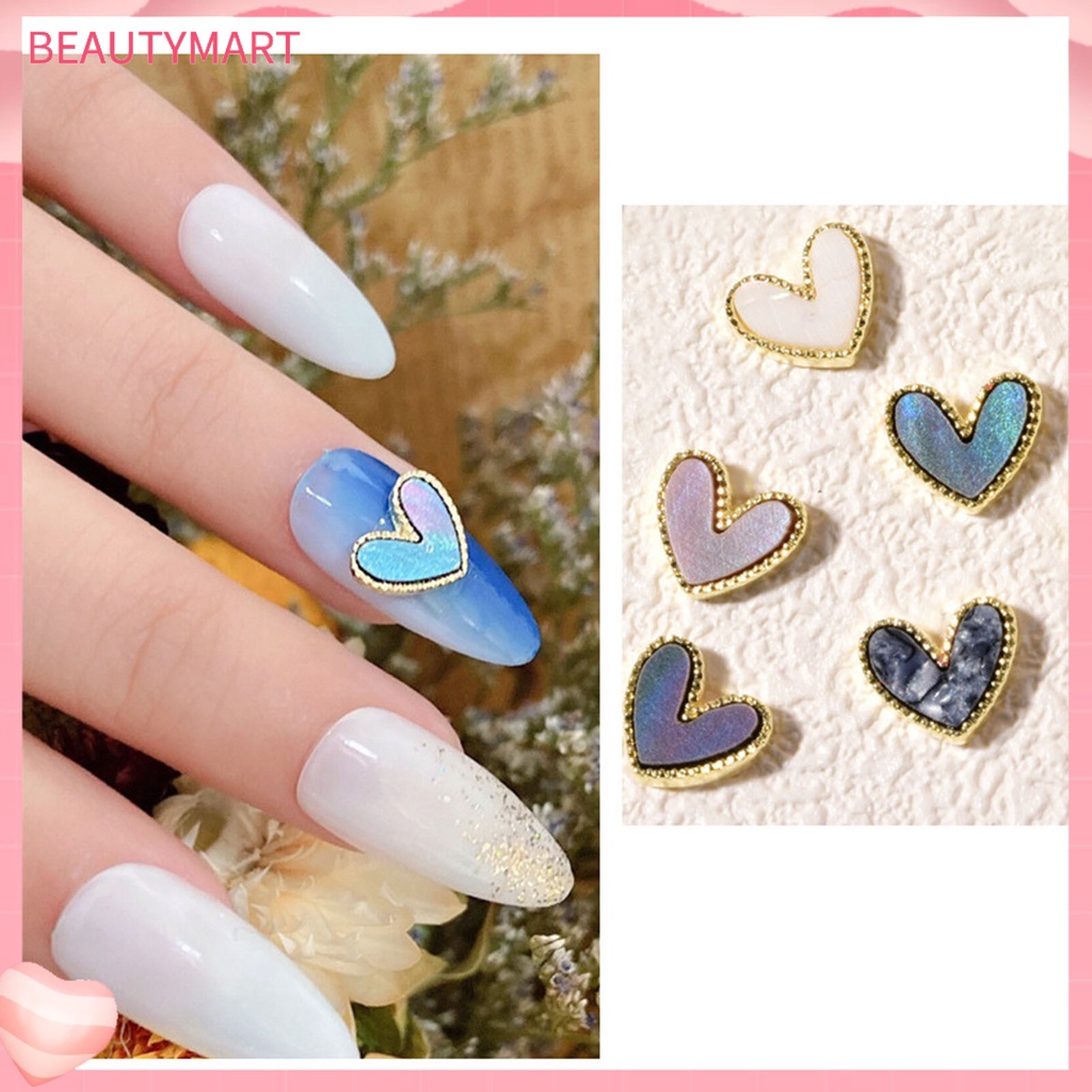Set 10 Phụ Kiện Trang Trí Móng Tay Tạo Hiệu Ứng 3D Trái Tim Sang Trọng Cho Salon