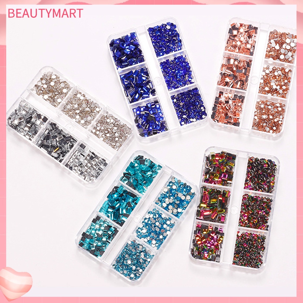 Hộp 1 Hộp 6 Ngăn Đáy Phẳng 3D Trang Trí Móng Tay Nghệ Thuật DIY Cho Nữ