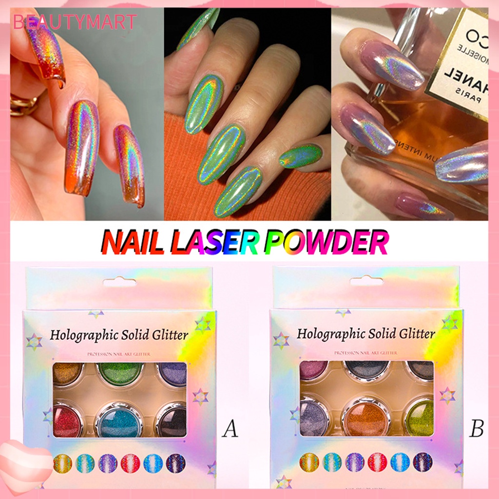 Set 6 Bột Tráng Gương Mạ Điện Dùng Để Trang Trí Móng Nghệ Thuật