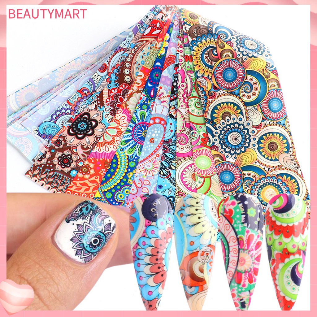 Bộ 10 Miếng Dán Móng Tay DIY Họa Tiết Tinh Tế Sáng Tạo