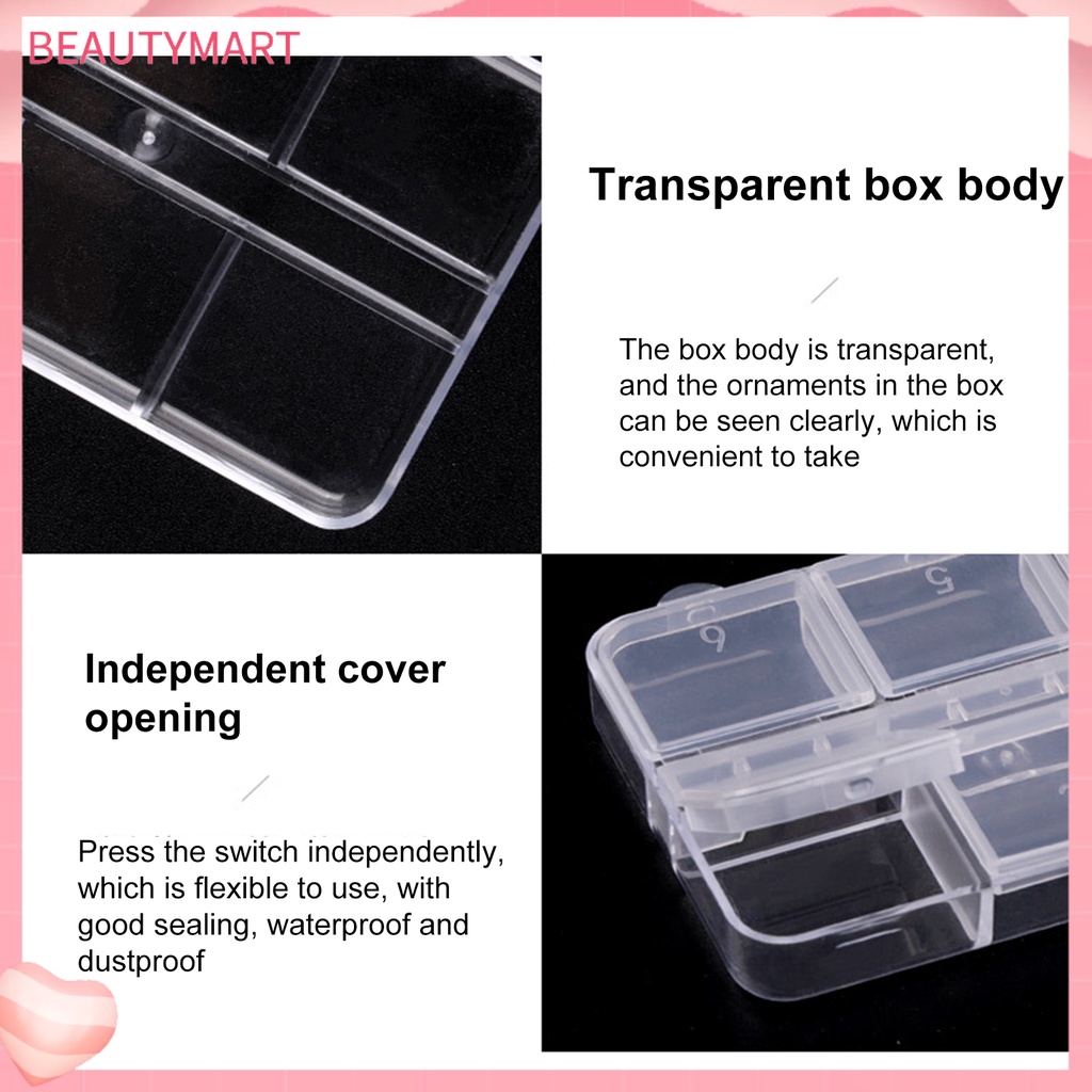 Set 5 Hộp Nhựa Trong Suốt 6 Ngăn Đựng Trang Sức Sức Chứa Lớn Tiết Kiệm Không Gian
