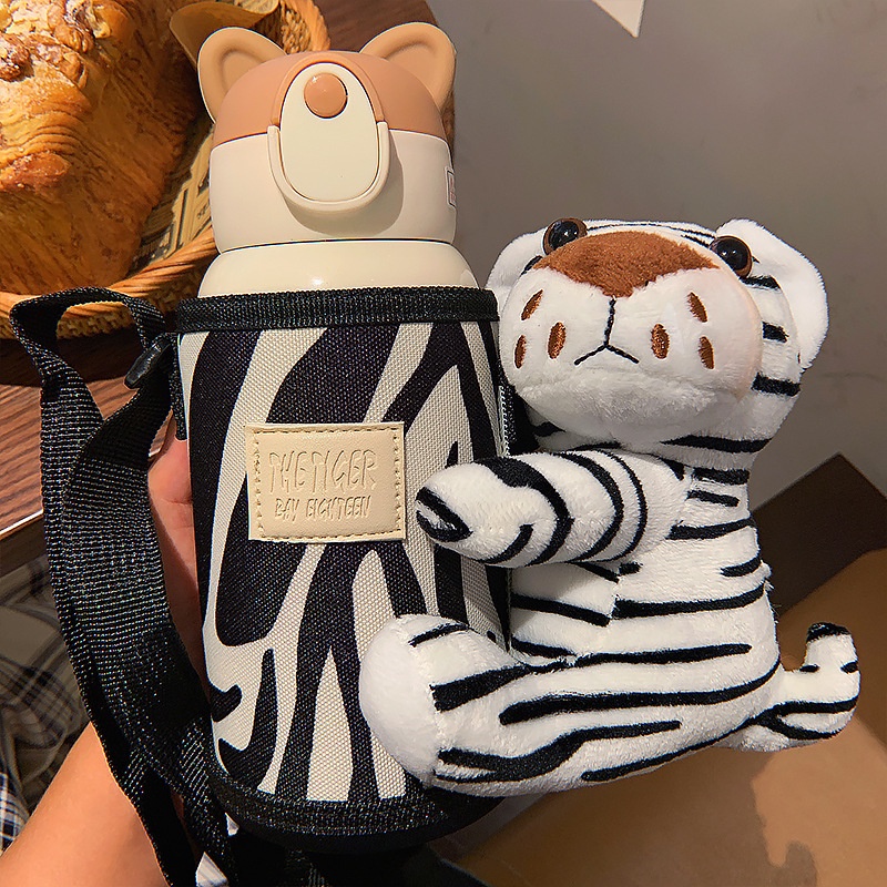 Bình Nước Giữ Nhiệt Bằng Thép Không Gỉ 316 / 304 Có Ống Hút Họa Tiết Hoạt Hình Dễ Thương