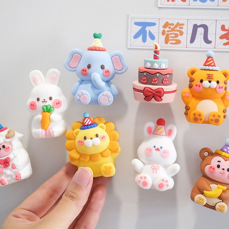 Nam Châm Dán Tủ Lạnh Hình Thỏ Hoạt Hình 3D Sáng Tạo
