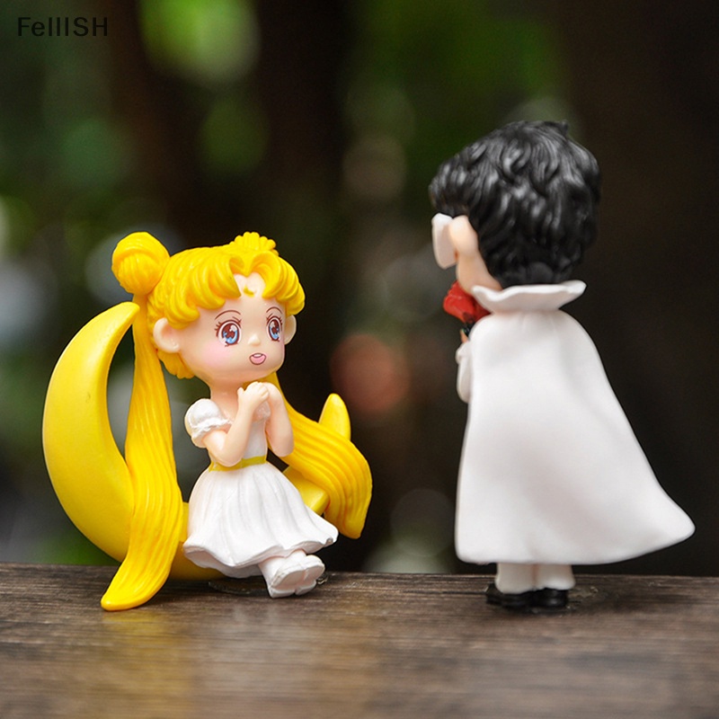 Set 4 Mô Hình Mèo Thủy Thủ Mặt Trăng Bằng PVC Dễ Thương Trang Trí Bánh Kem DIY 439br