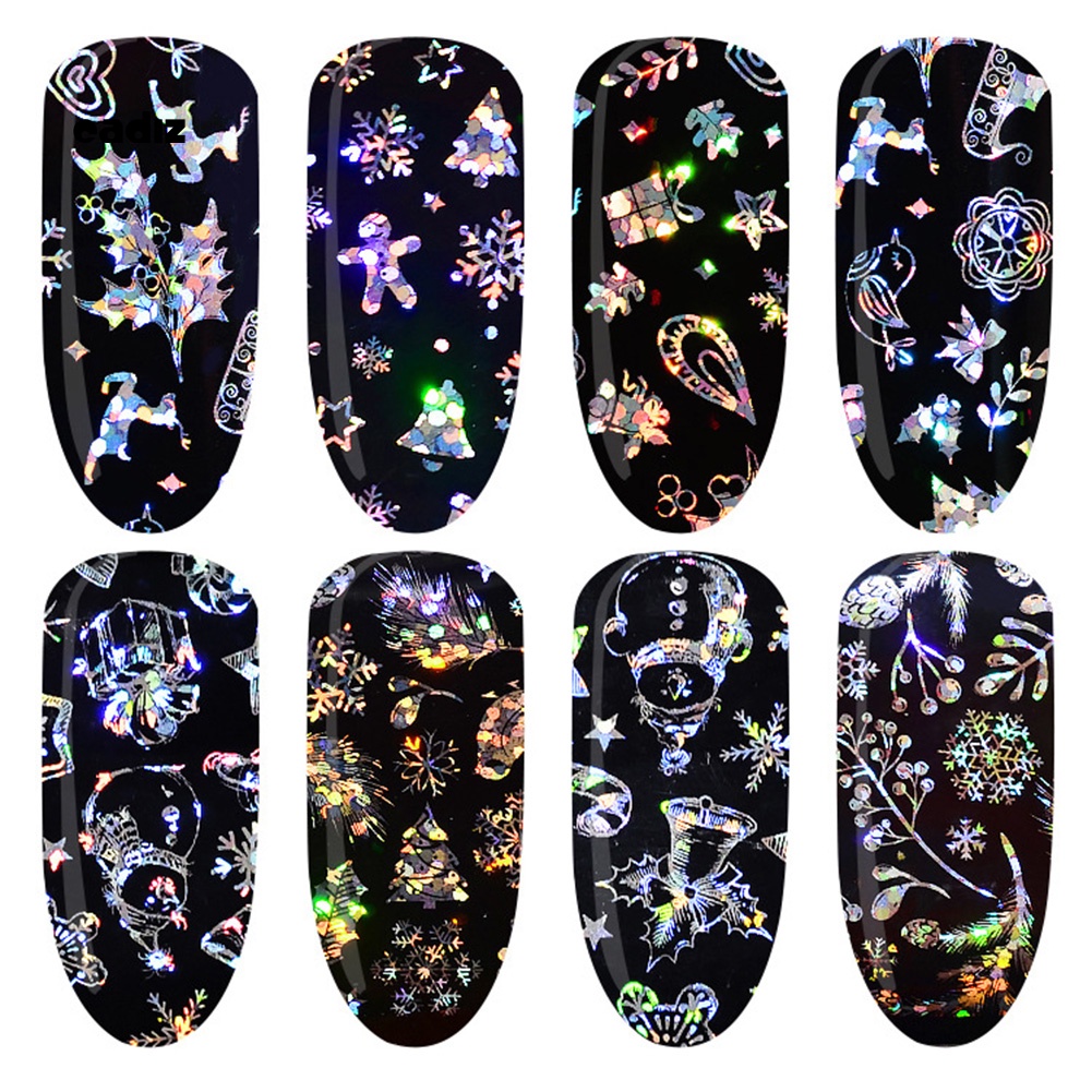 Miếng Dán Trang Trí Móng Tay Họa Tiết Bông Tuyết Giáng Sinh Xinh Xắn