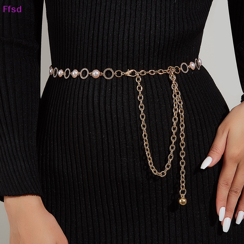 {Ffsd} Thắt Lưng Dây Xích Kim Loại Mỏng Đính Đá Trang Trí Đầm Sơ Mi Đa Năng Thời Trang Mới * Bán Chạy