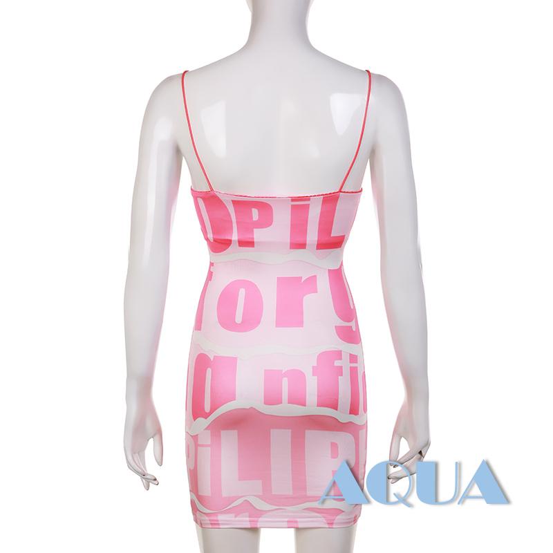 Đầm không tay dáng ôm Hoạ Tiết Chữ In Thiết Kế Ôm Sát Tôn Dáng