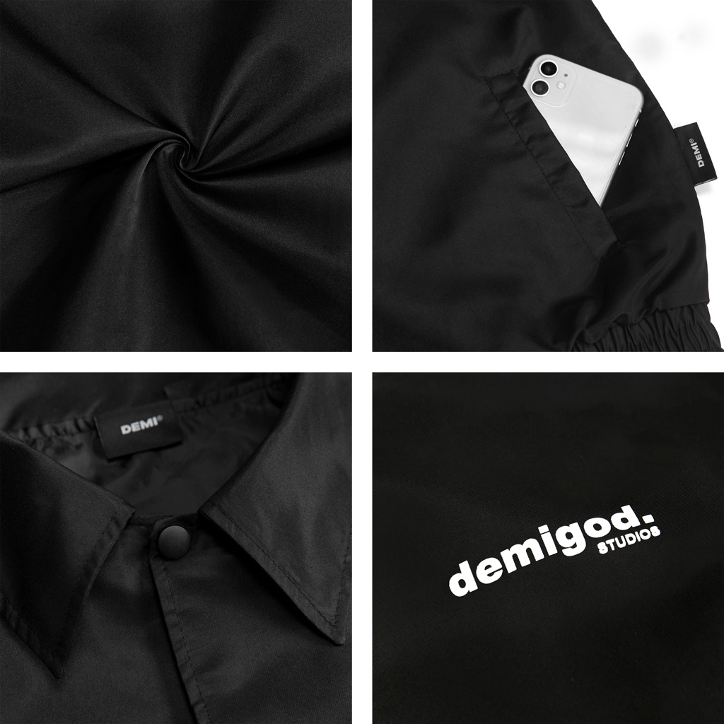 Áo khoác dù nam nữ form rộng, cổ bẻ màu đen basic màu đen local brand DEMI | DE-AK63