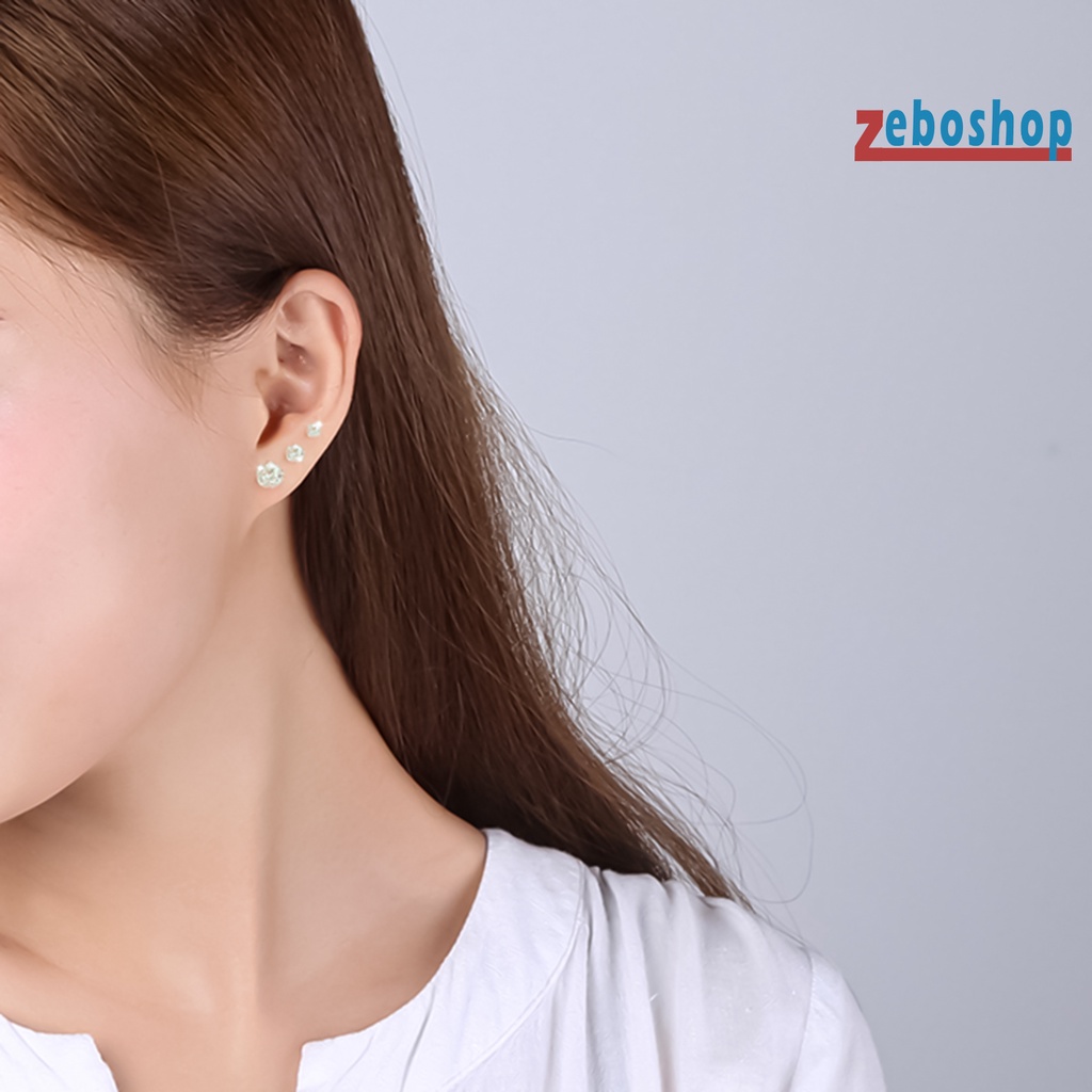 1 Cặp Khuyên Tai Không Xỏ Lỗ Đính Đá Zircon Unisex