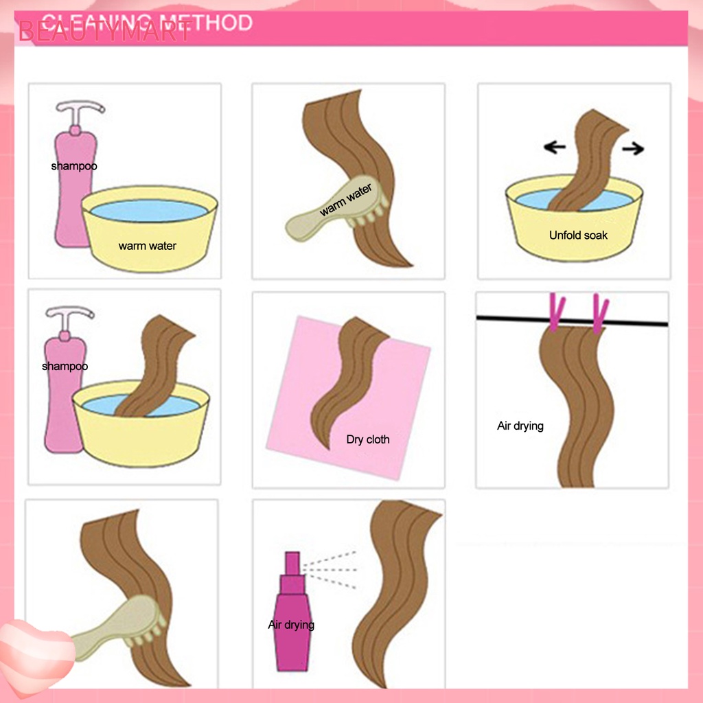 Bộ Tóc Giả 5 Kẹp Dài Mềm Mại Tự Nhiên Không Rơi Chịu Nhiệt Độ Cao