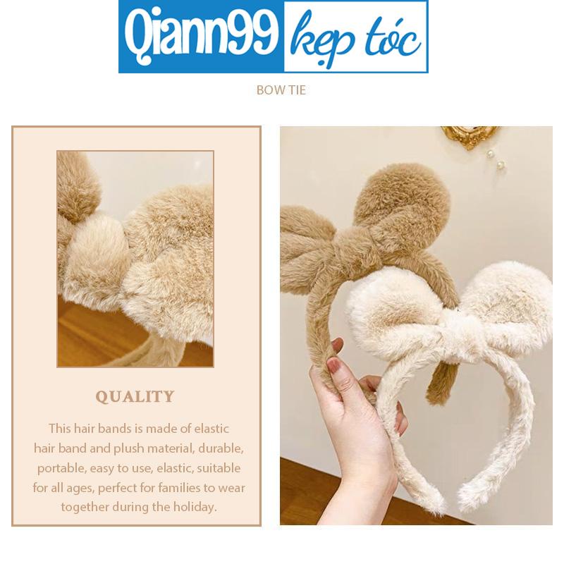 💓Qiann💓Bờm tóc cài tóc tai gấu hình nơ lông cục bông mịn cute dễ thương dành cho nữ