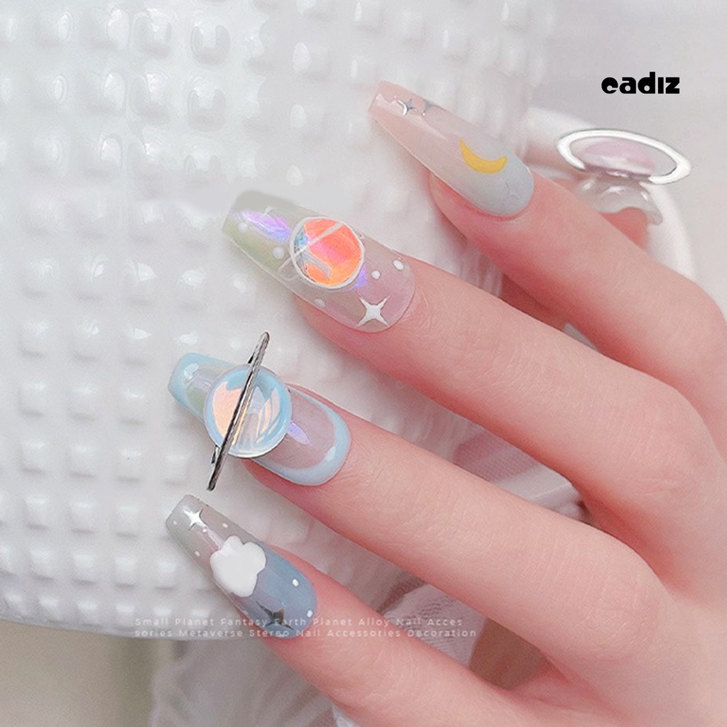 Bộ 10 Phụ Kiện Trang Trí Móng Tay Hình Hành Tinh 3D Lấp Lánh Dành Cho Nữ