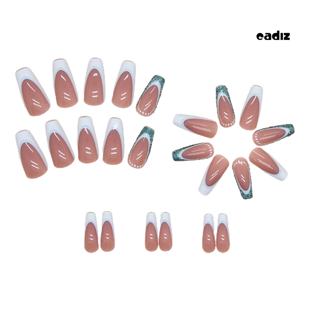 Set 24 Móng Tay Giả Có Thể Tháo Rời Không Làm Hại Mắt Lấp Lánh DIY