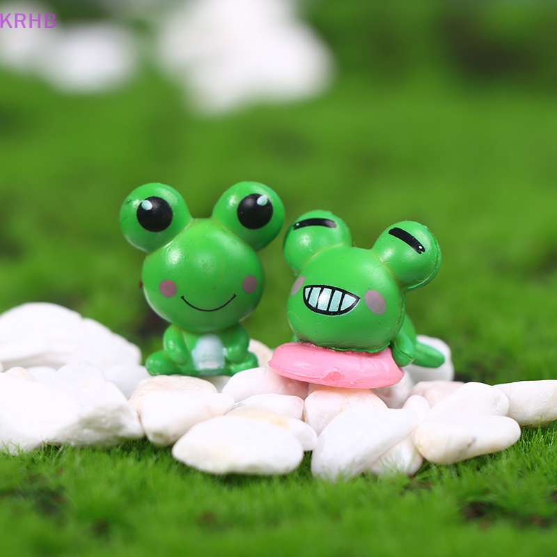 Set 2 Tượng Ếch Hoạt Hình Mini Dễ Thương Dùng Để Trang Trí