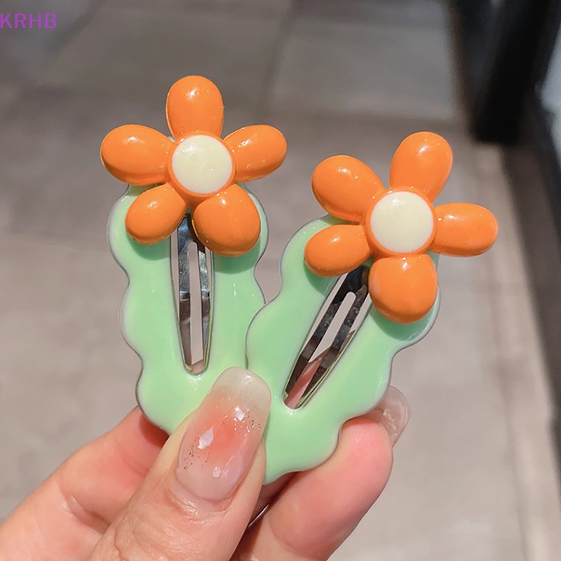 Set 2 Kẹp Tóc Hình Bông Hoa Nhiều Màu Sắc Thời Trang Dành Cho Nữ Mới