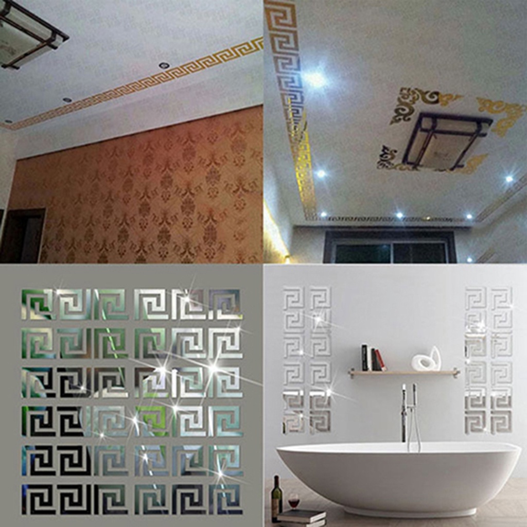 Set 10 Miếng Dán Acrylic Hiệu Ứng Gương Trang Trí Phông Nền TV Cho Văn Phòng