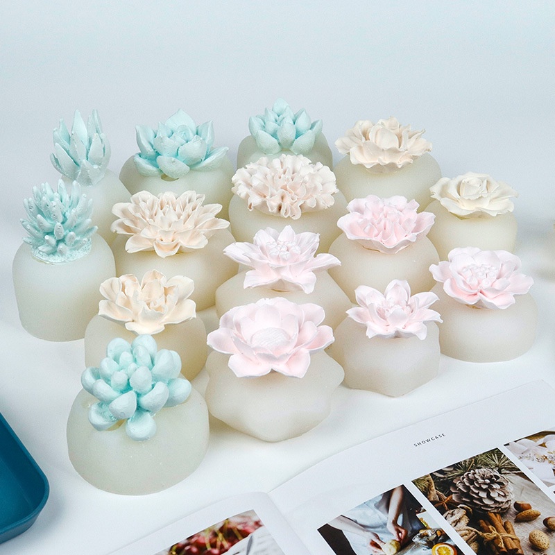 Khuôn Silicone Làm Nến Thơm Hình Bông Hoa Ba Chiều DIY