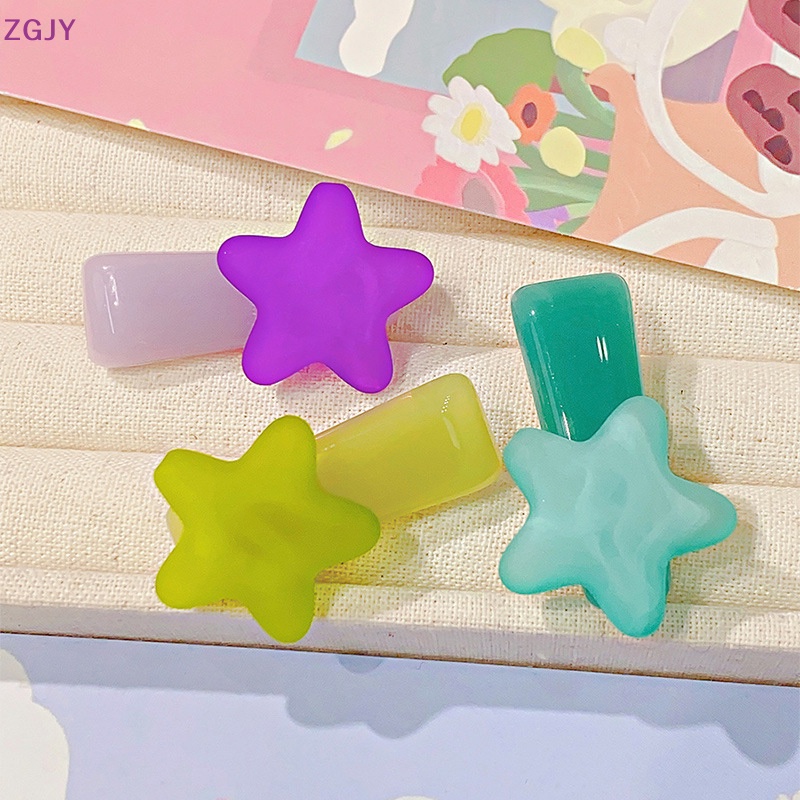 Kẹp Tóc Hình Ngôi Sao Bằng Resin Màu Sắc Ngọt Ngào Dễ Thương Thời Trang Mùa Hè Cho Bé Gái Mới