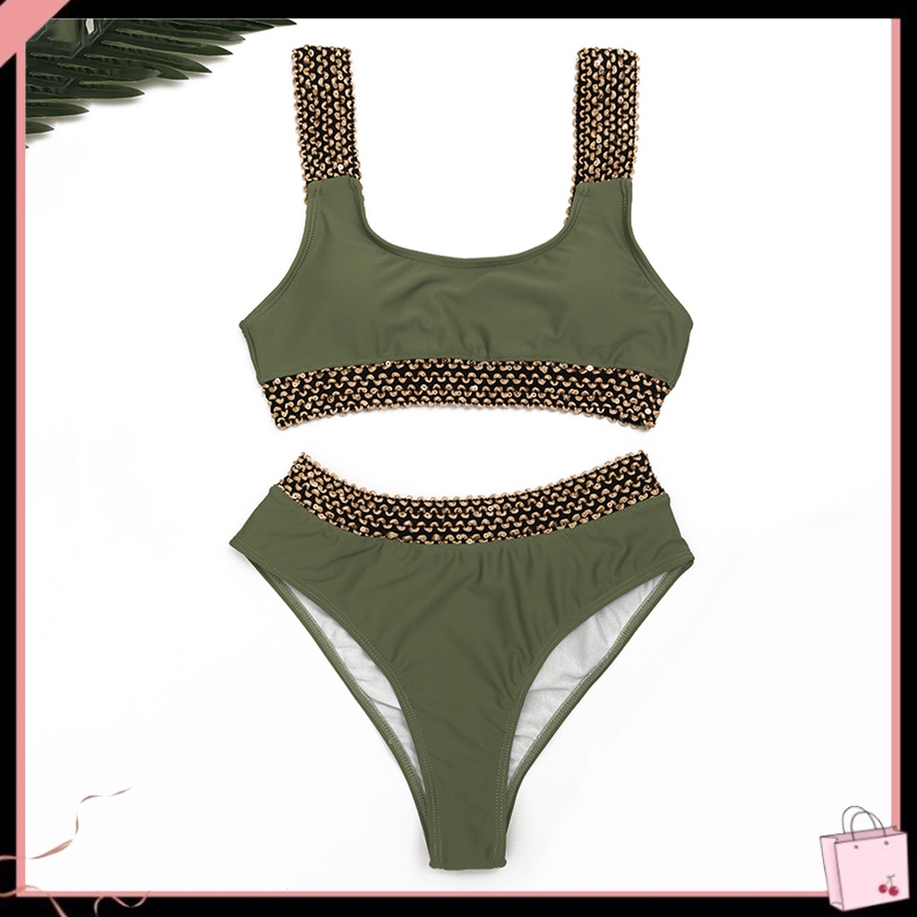 Bộ Đồ Bơi 2 Mảnh Màu Sắc Trơn Nhanh Khô Quyến Rũ Dành Cho Nữ