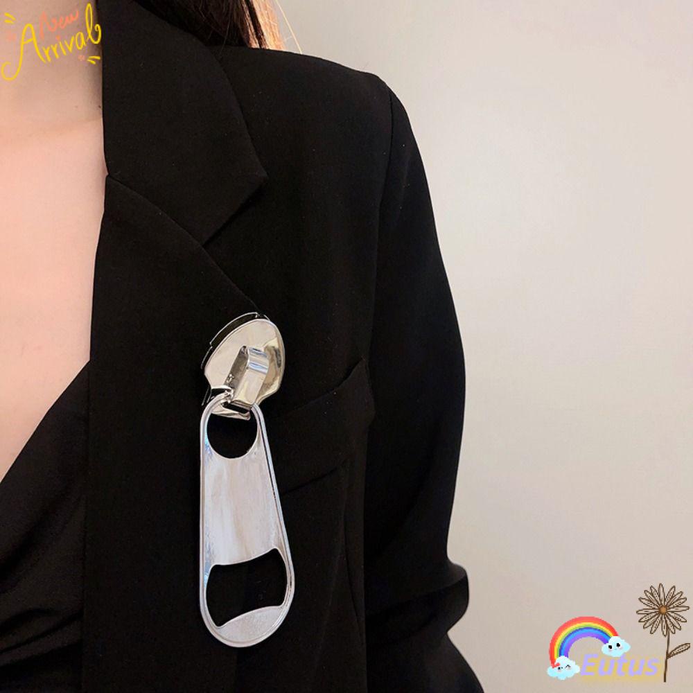 Trâm Cài Áo Hình Khóa Kéo Bằng Kim Loại Kiểu Dáng Mới Lạ