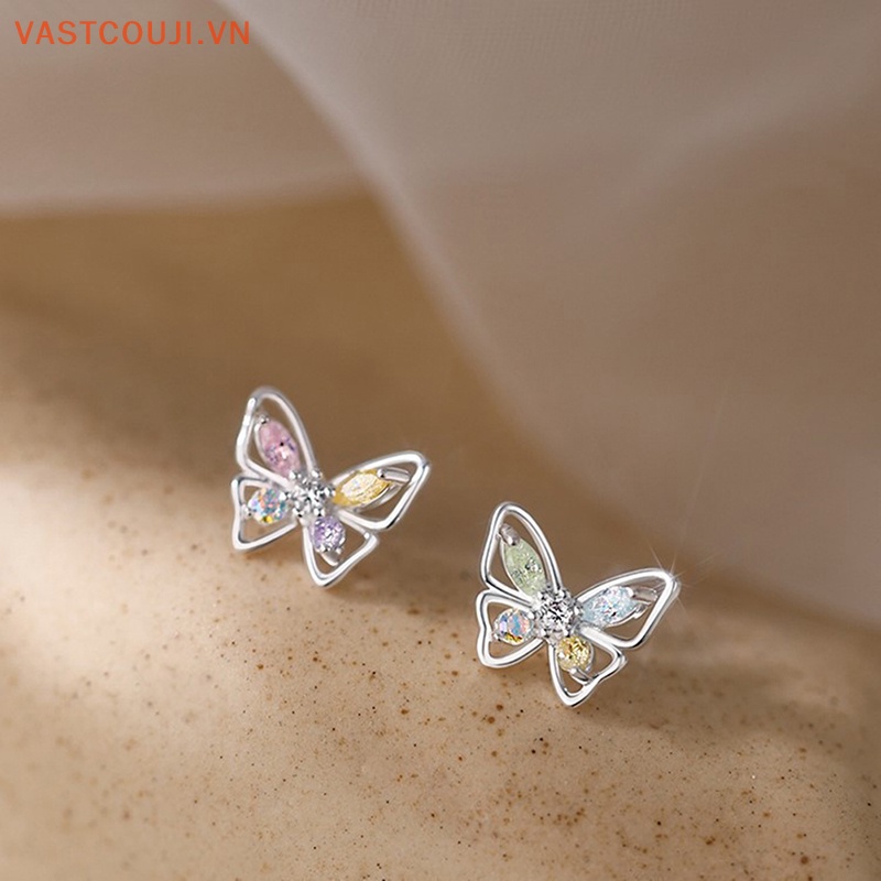 Khuyên Tai Hình Bướm Đính Đá Zircon Sang Trọng Cho Nữ