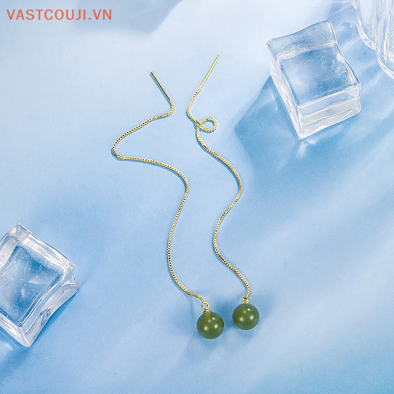 1 Đôi Khuyên Tai Chuỗi Hạt Tròn 8MM Thời Trang Cho Nữ