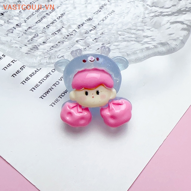 SANRIO Bộ 5 Kẹp Tóc Hình Ly Bắp Rangji Mini Bằng Resin Dạ Quang DIY