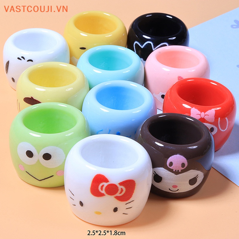 Set 2 Chén Dĩa Đồ Chơi Mini Hình Tròn In Họa Tiết Hoạt Hình Cho Nhà Búp Bê