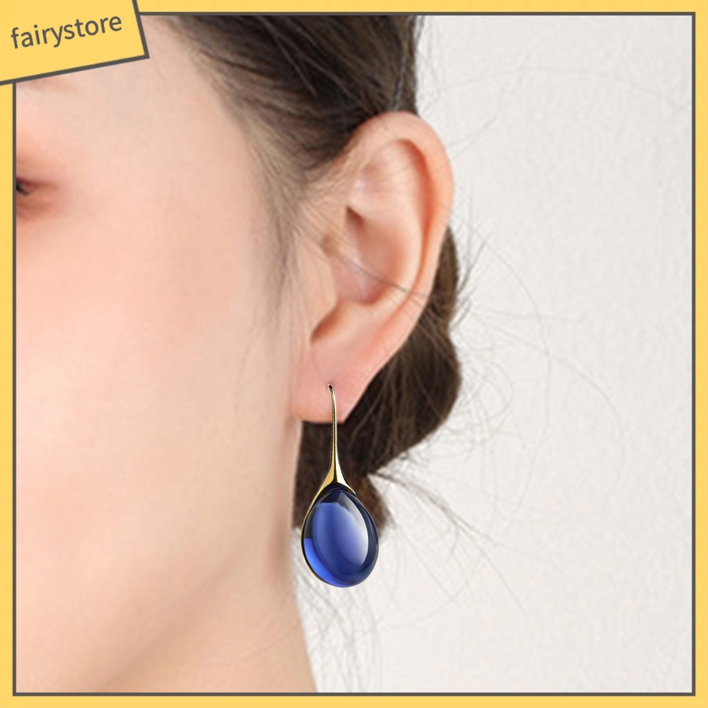 1 Đôi Bông Tai Hình Giọt Nước Đính Pha Lê Giả Trong Suốt Dành Cho Nữ