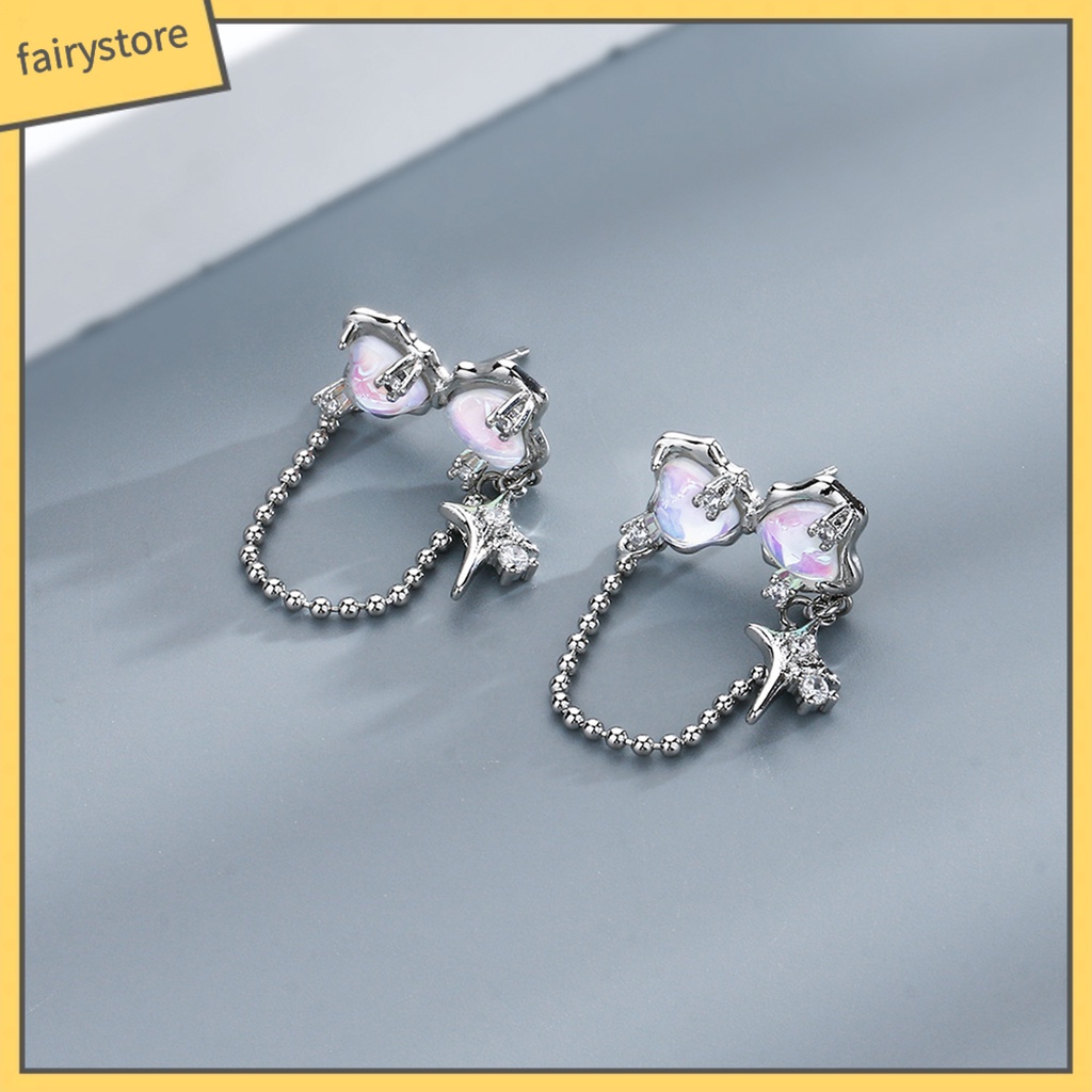 1 Khuyên Tai Dáng Dài Đính Đá Zircon Thời Trang