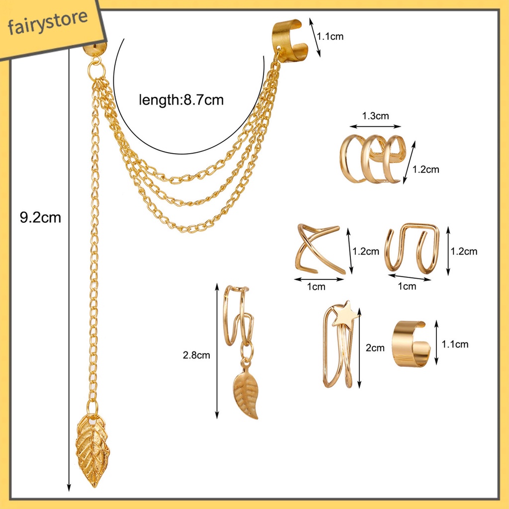 Set 7 Khuyên Tai Hợp Kim Nhỏ Xinh Phong Cách Đường Phố