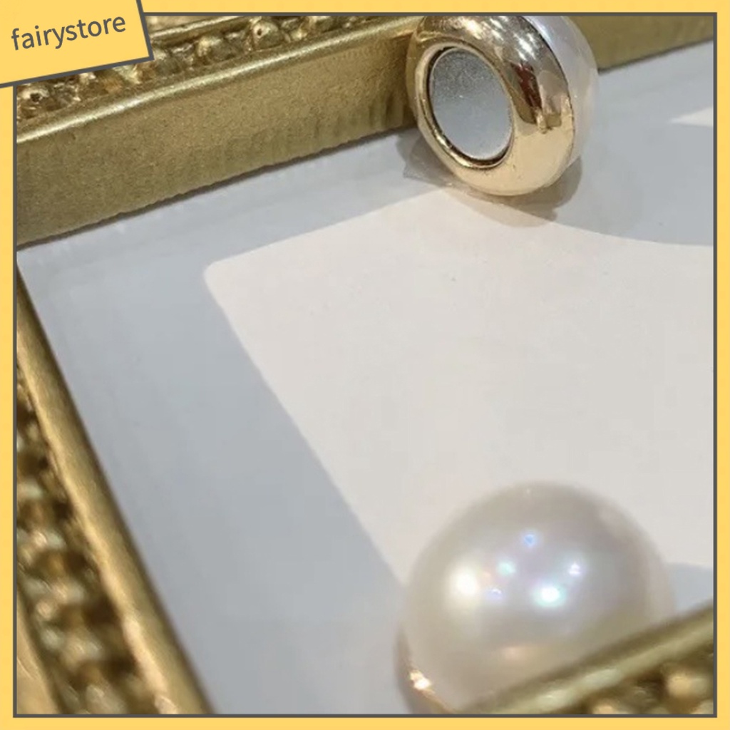 [FRO] 1 Đôi Bông Tai Dạng Kẹp Đính Ngọc Trai Nhân Tạo Mạ Điện Không Đau Không Phai Màu Trang Trí Khuyên Tai